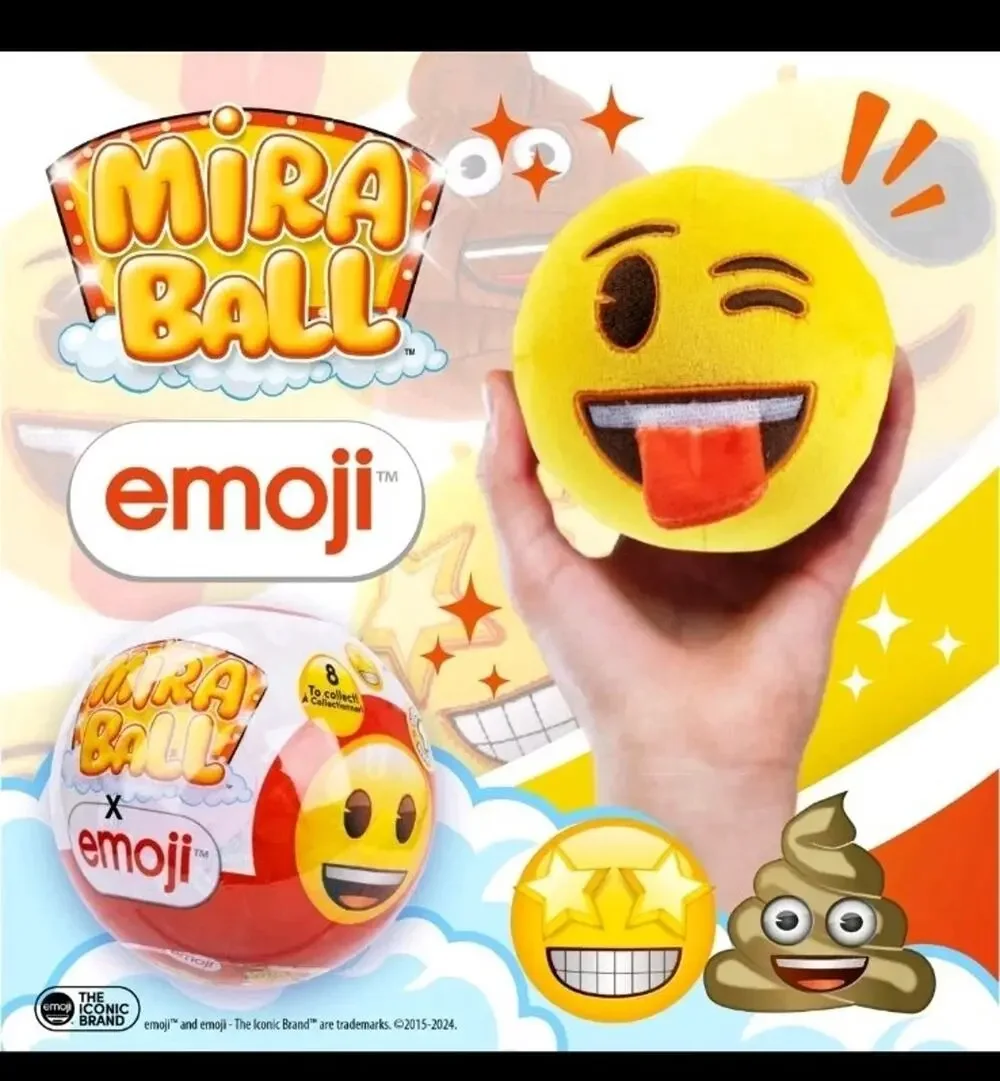 Emoji Plush MiraBall Mystery Ball with Stickers & Fidget Toys (1-Pack)